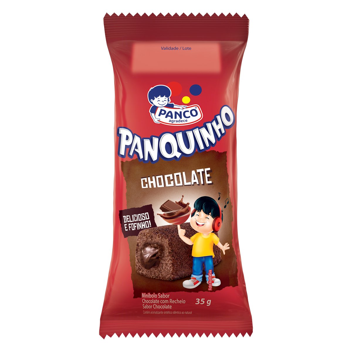 Minibolo Chocolate Recheio Chocolate Panco Panquinho Pacote 35 g