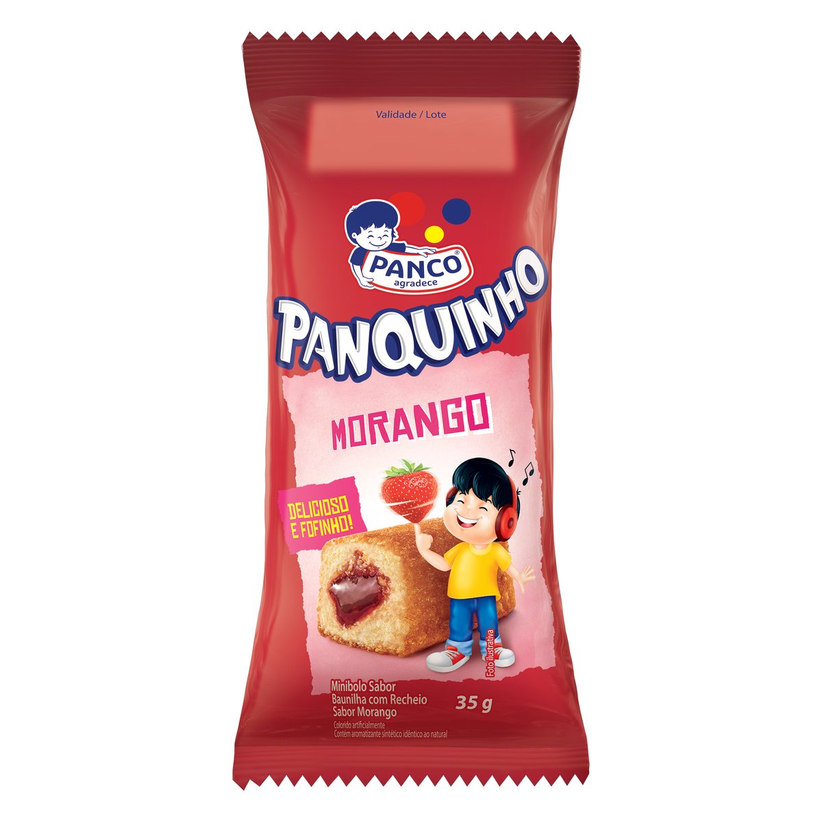 Minibolo Baunilha Recheio Morango Panco Panquinho Pacote 35 g