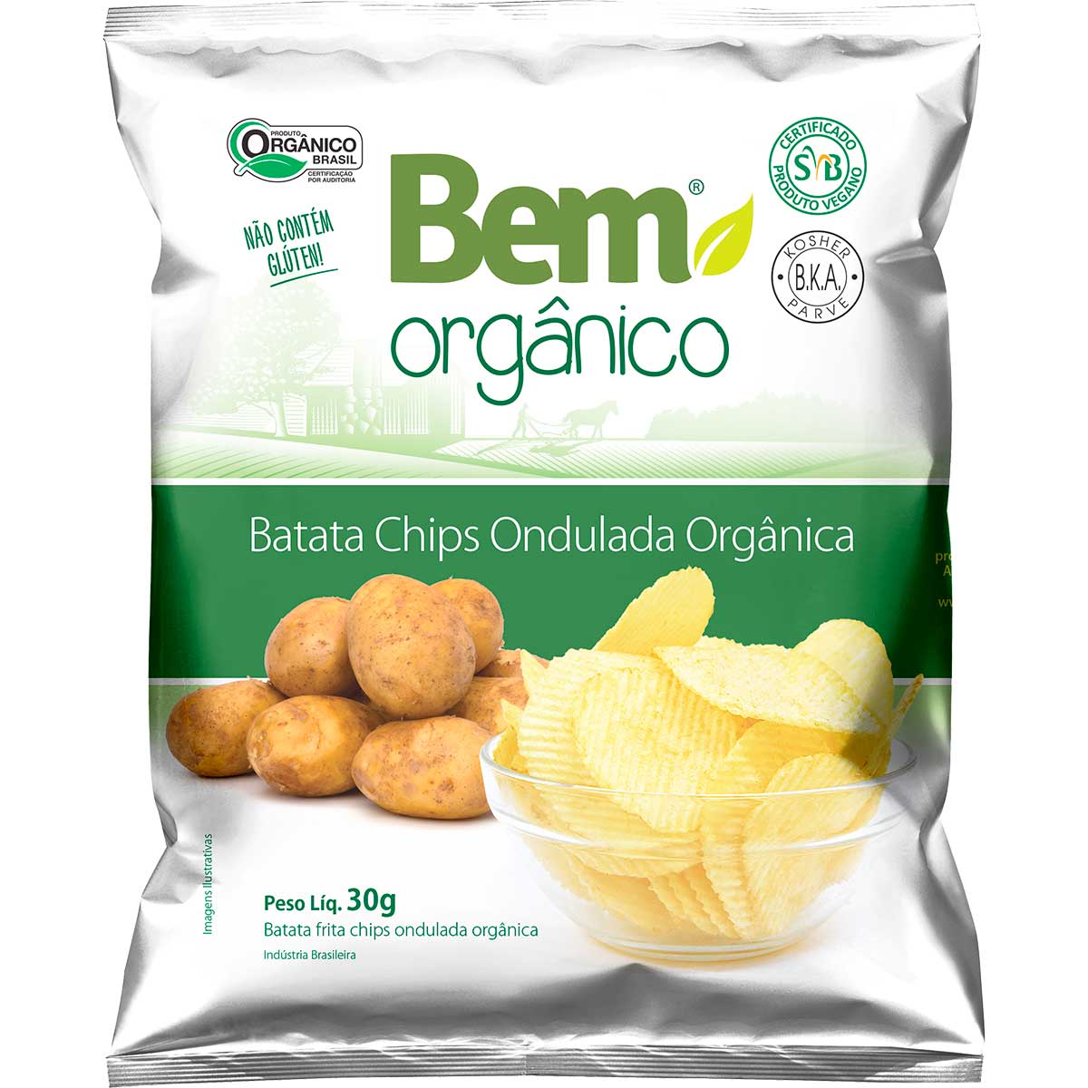 Chips de Batata Ondulada Bem Orgânico Pacote 30 g