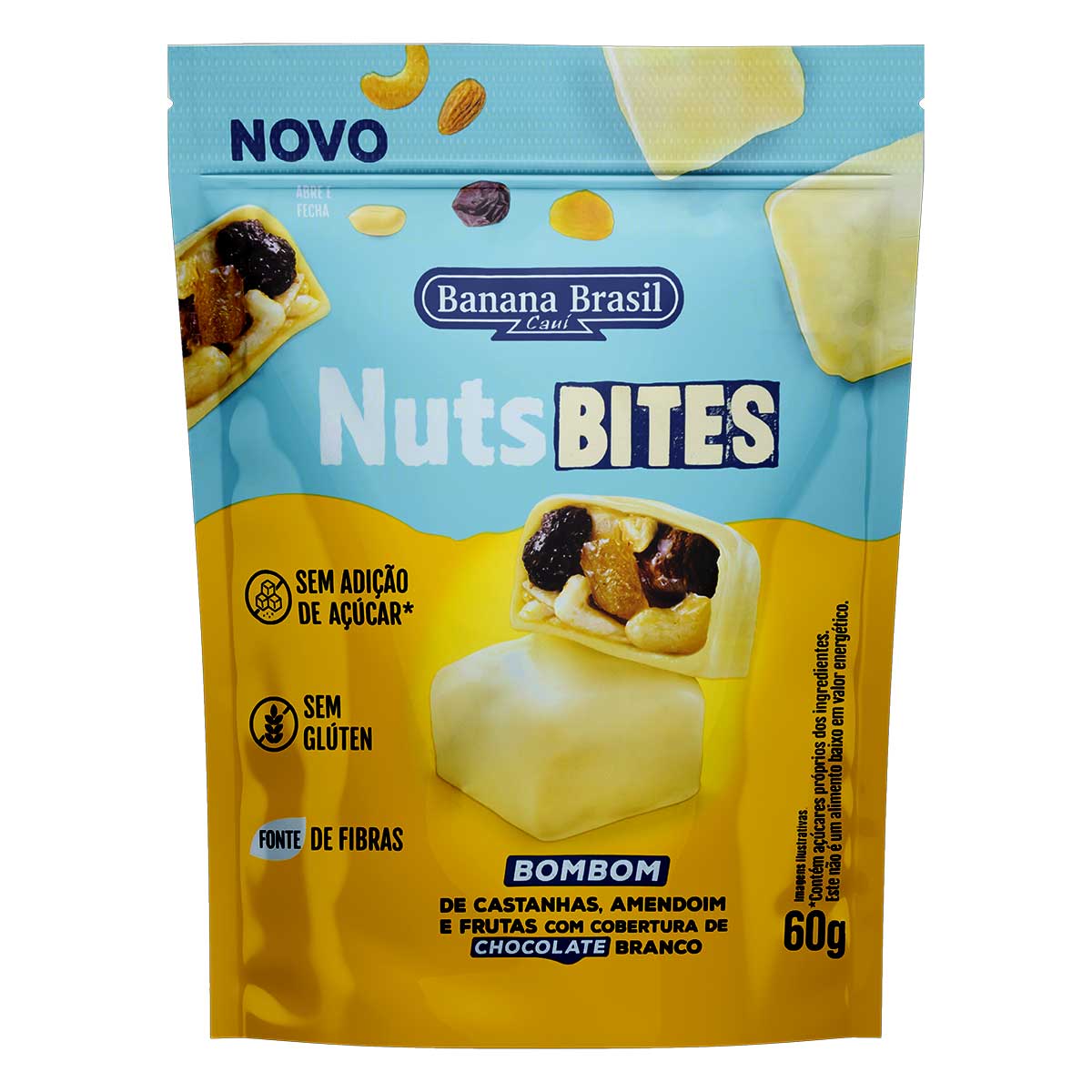 Bombom Castanhas Amendoim e Frutas Banana Brasil Nuts Bites Pouch 60 g