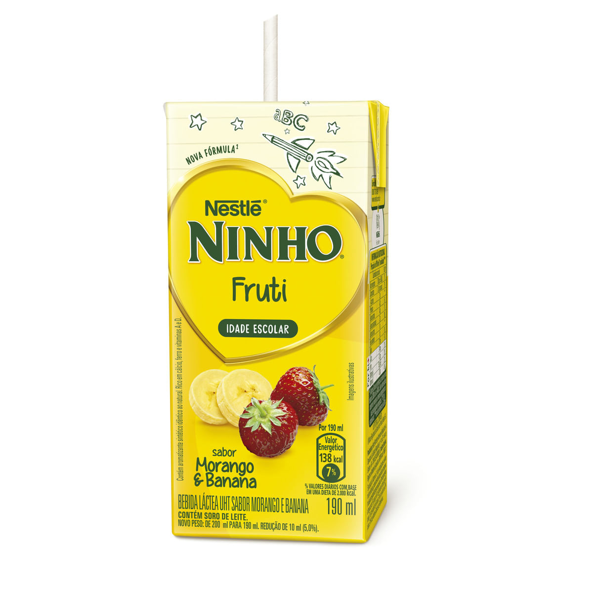 Bebida Láctea UHT Morango e Banana Ninho Fruti Caixa 190 ml