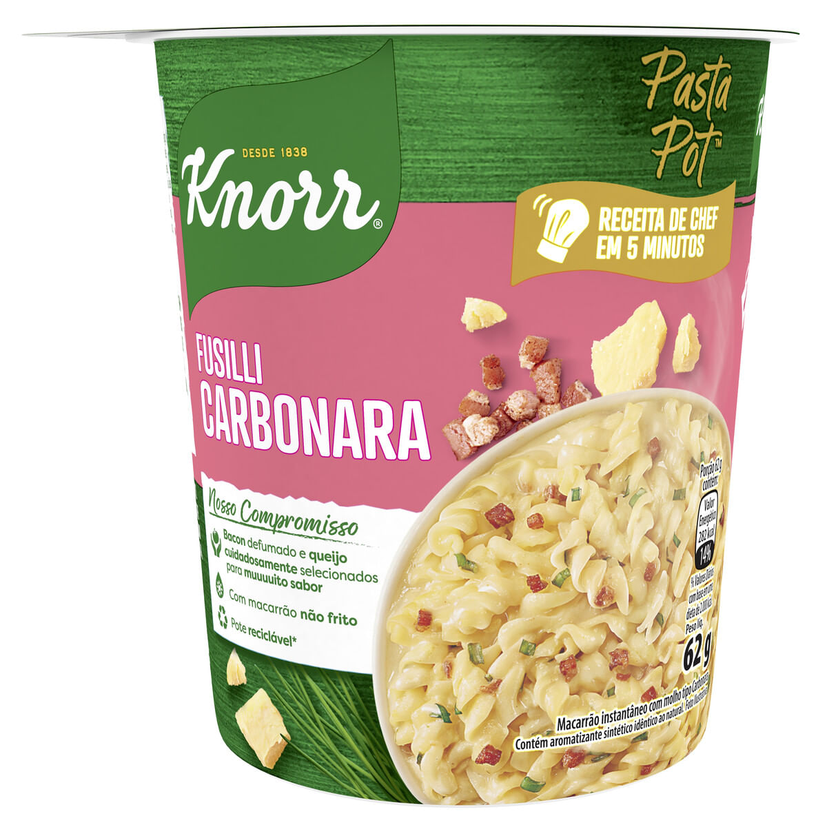 Macarrão Instantâneo Fusilli Knorr Carbonara Pasta Pot 62 g