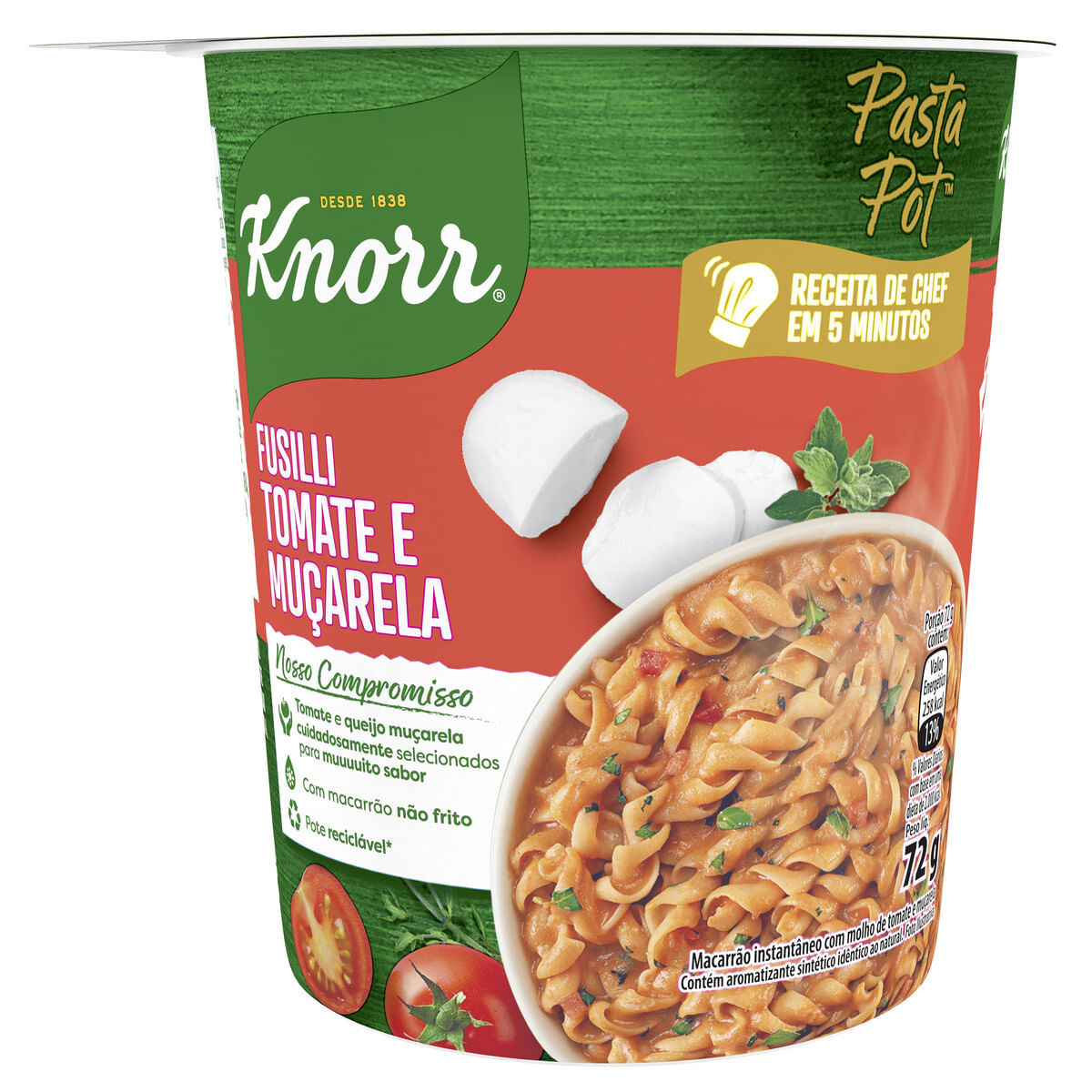 Macarrão Instantâneo Fusilli Knorr Tomate e Mussarela Pasta Pot 72 g