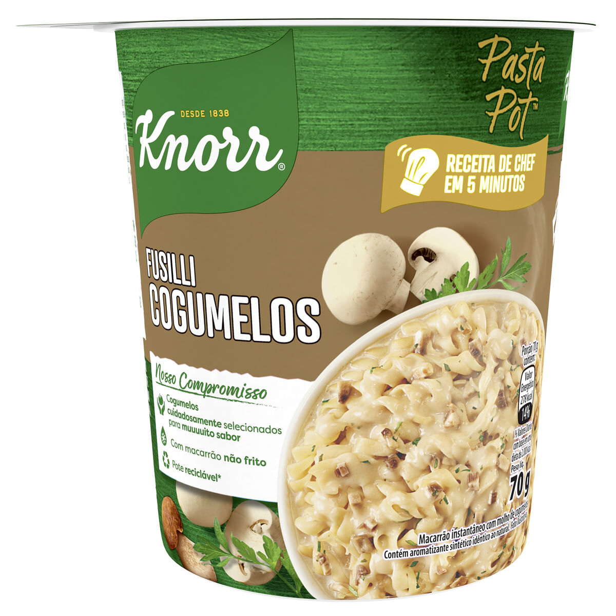 Macarrão Instantâneo Fusilli Knorr Cogumelos Pasta Pot 70 g