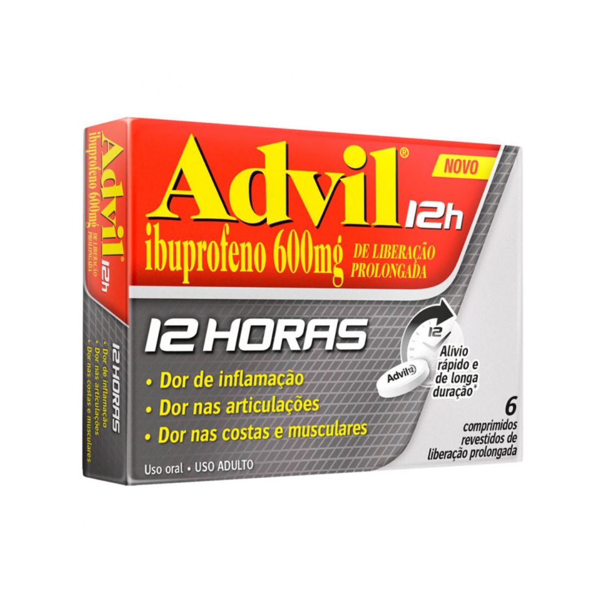 Advil Ibuprofeno 12 horas 600 mg com 6 Comprimidos Revestidos