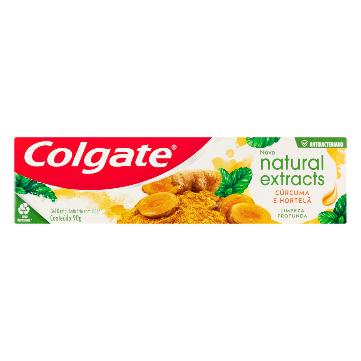 Gel Dental Cúrcuma e Hortela Colgate Natural Extracts Limpeza Profunda Caixa 90 g