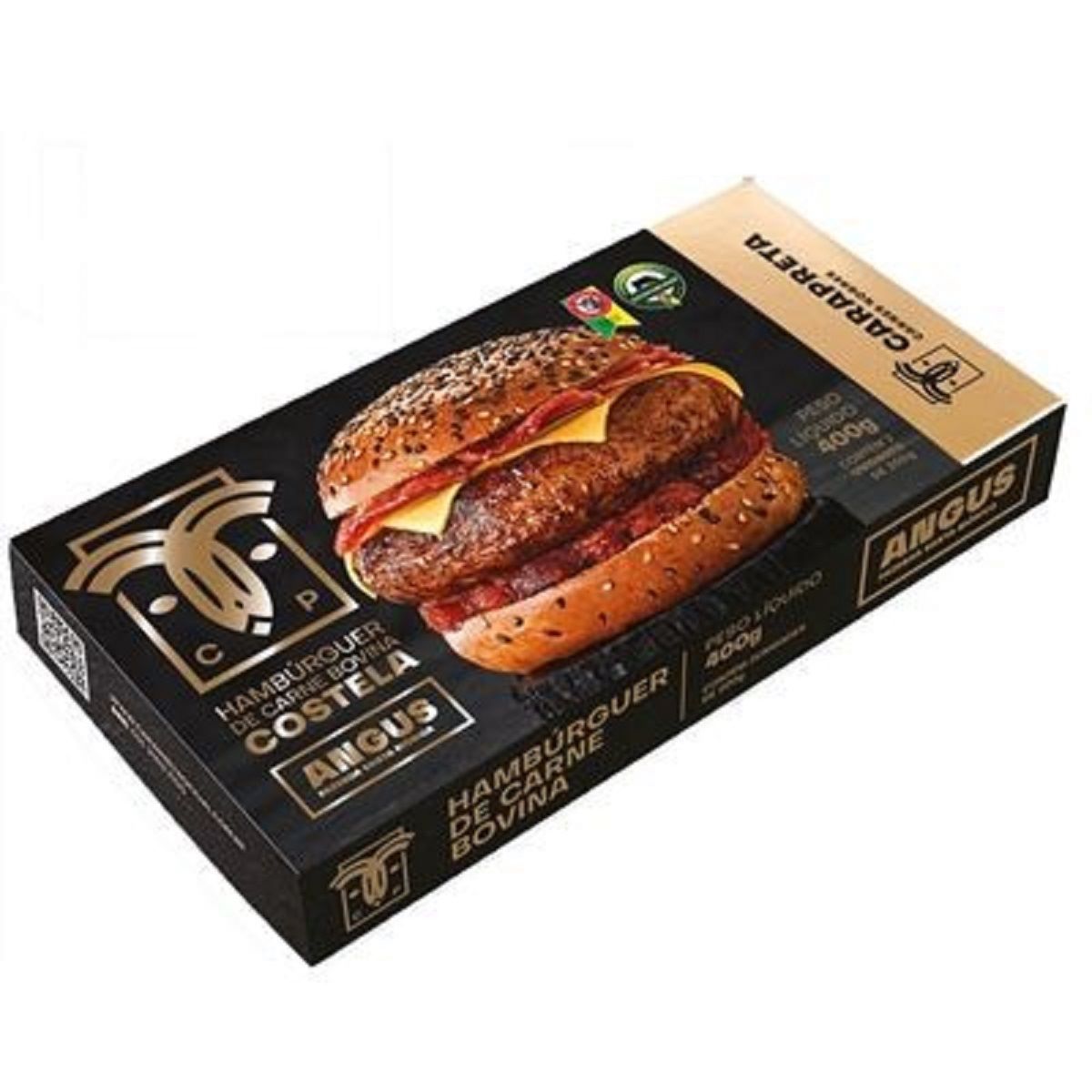 Hambúrguer de Carne Bovina Costela Angus Congelado Carapreta 400 g