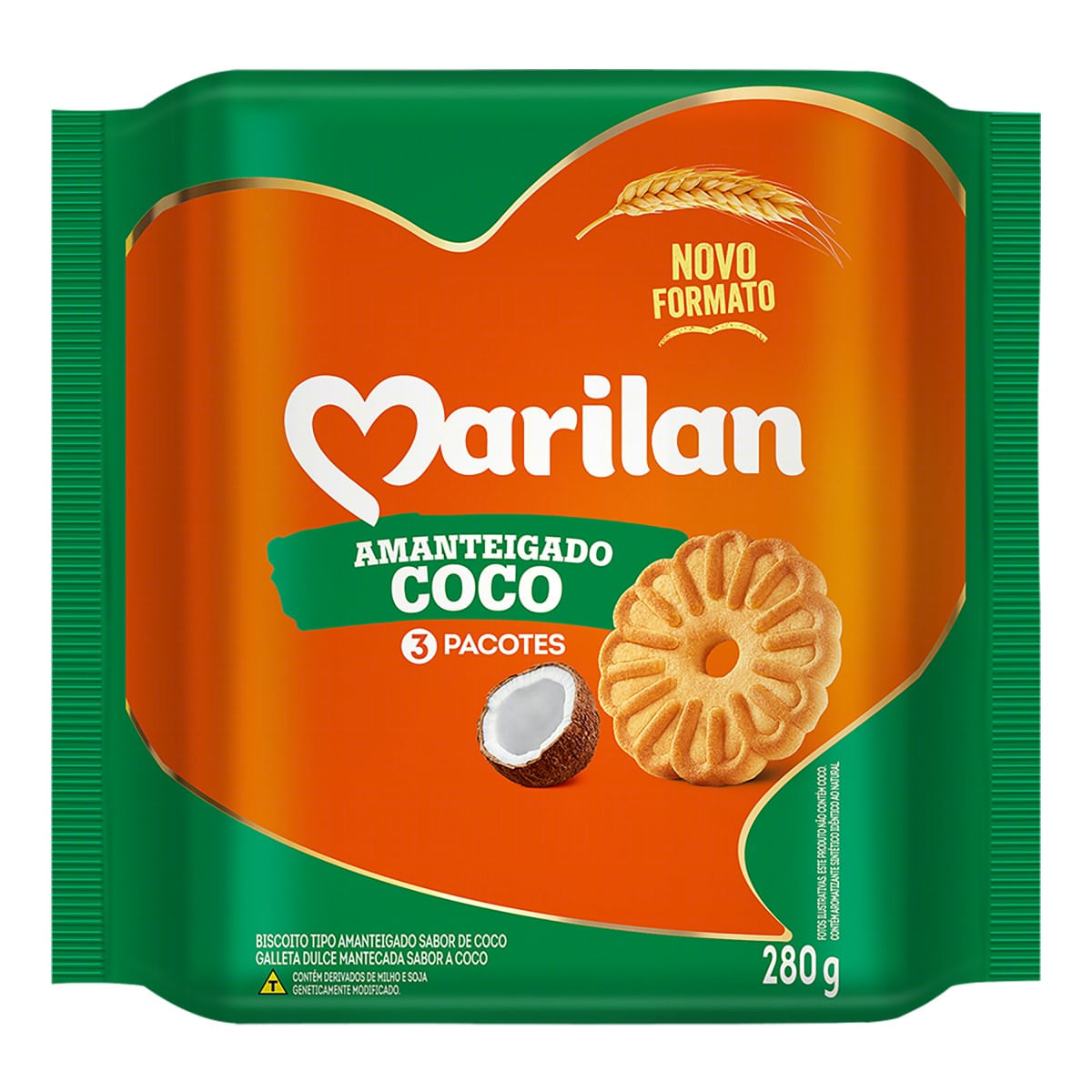 Biscoito Amanteigado Coco Marilan 280 g