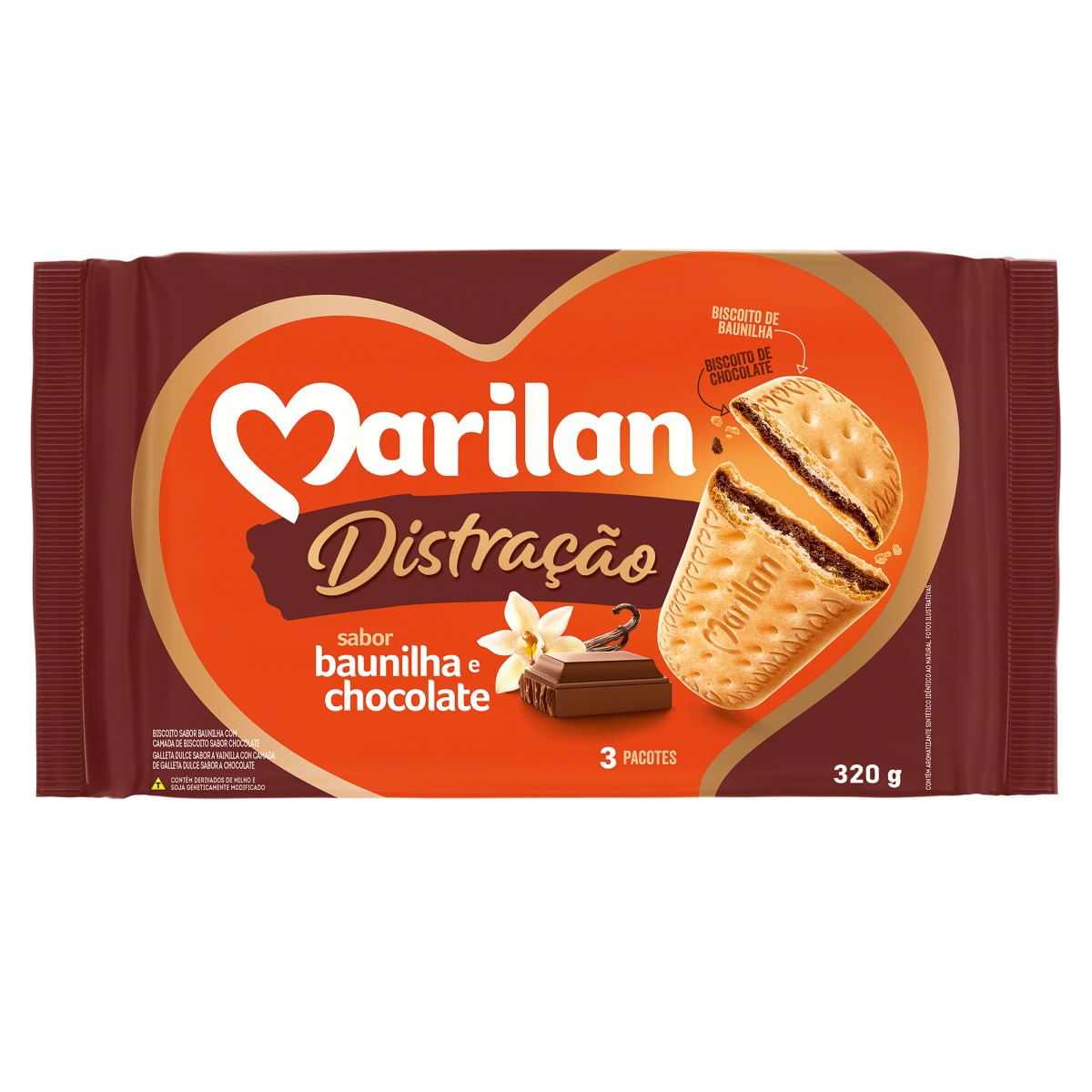 Biscoito Baunilha e Chocolate Marilan Distração 320 g