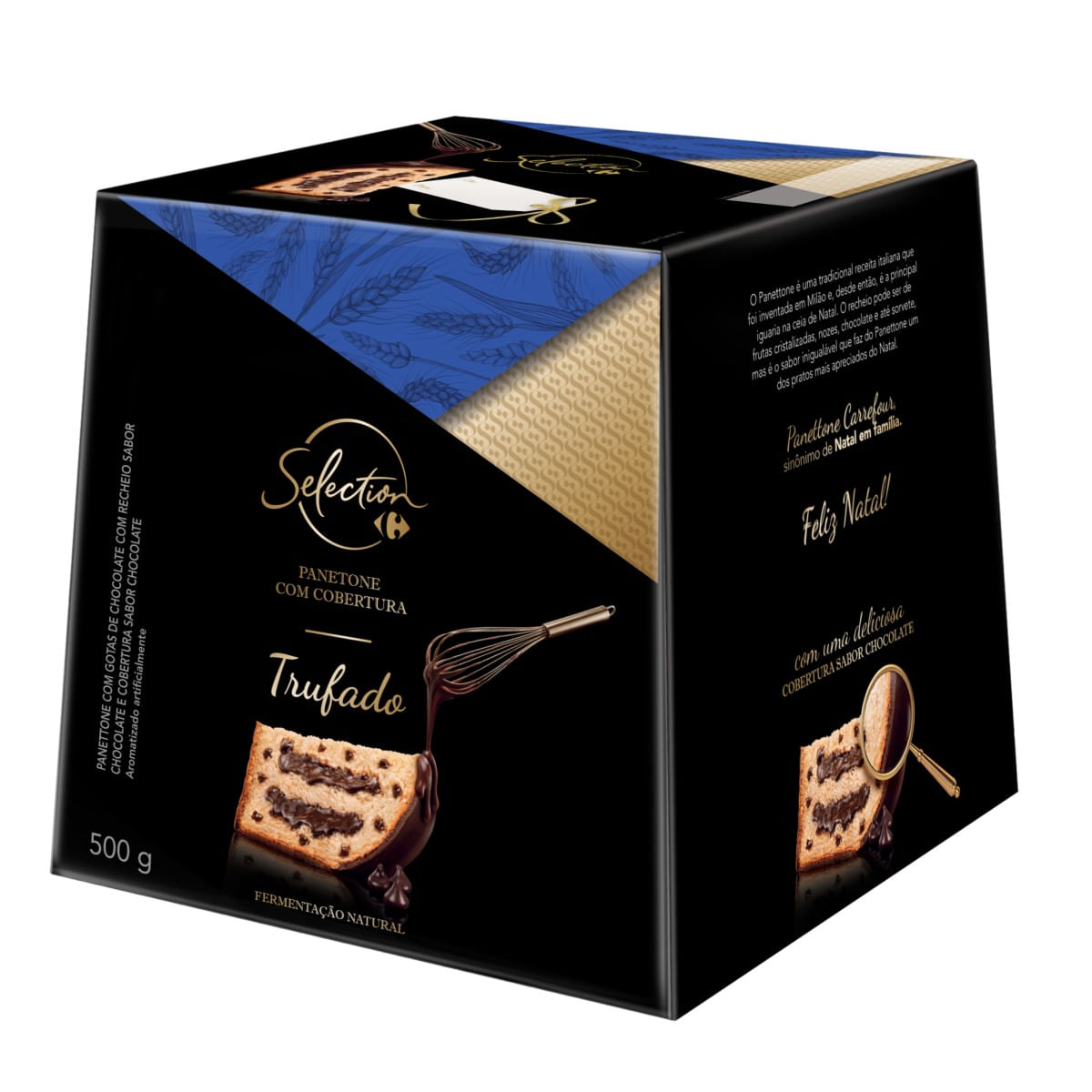 Panetone com Cobertura e Gotas de Chocolate Trufado Carrefour Selection 400 g