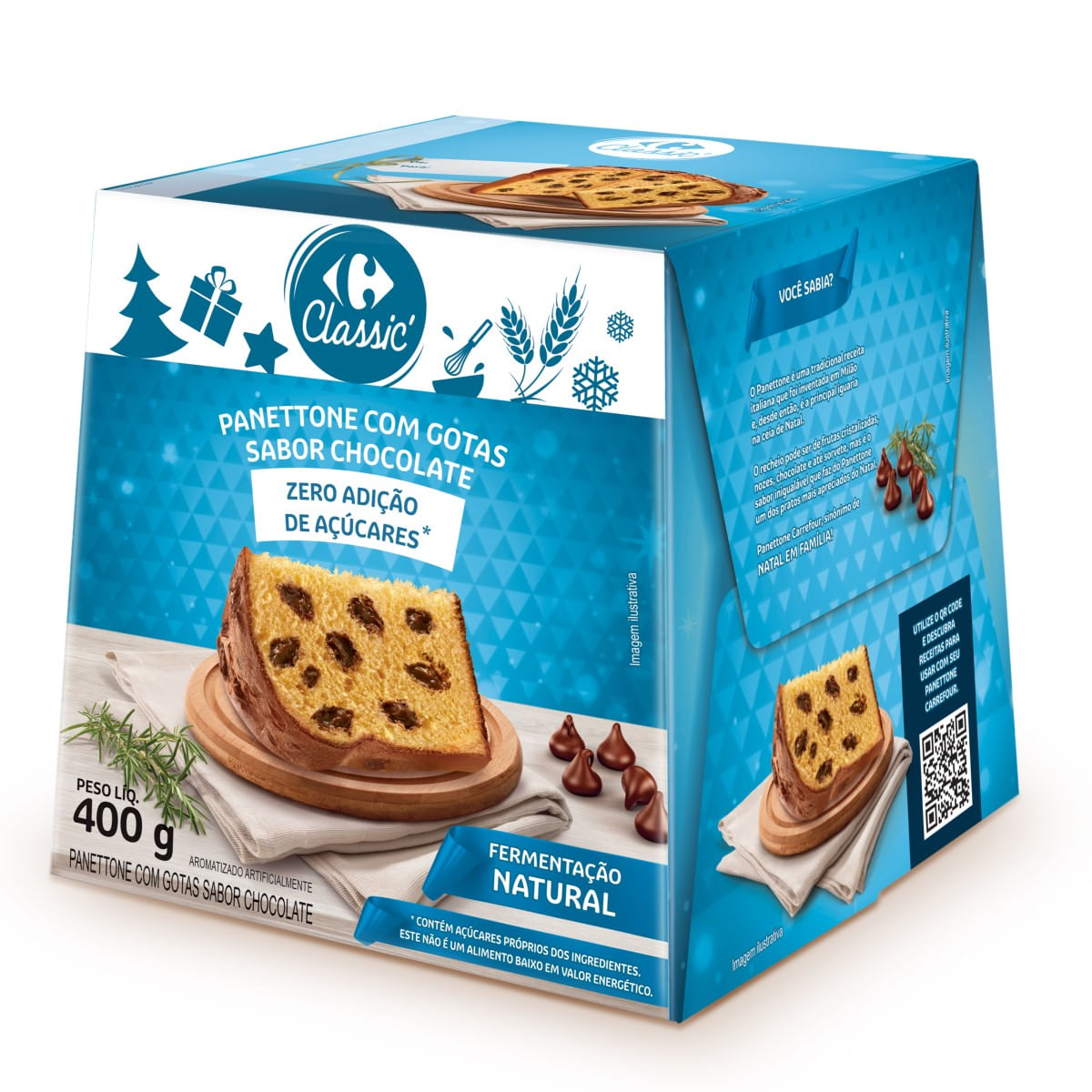 Panetone com Gotas de Chocolate Zero Açúcar Carrefour Classic 400 g