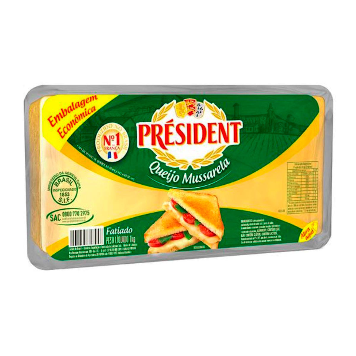 Queijo Mussarela Fatiado President 1kg