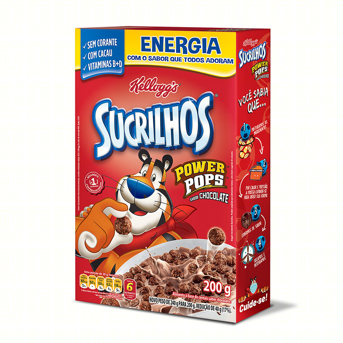 Cereal Matinal Chocolate Sucrilhos Power Pops  Kellogg&apos;s Caixa 200 g