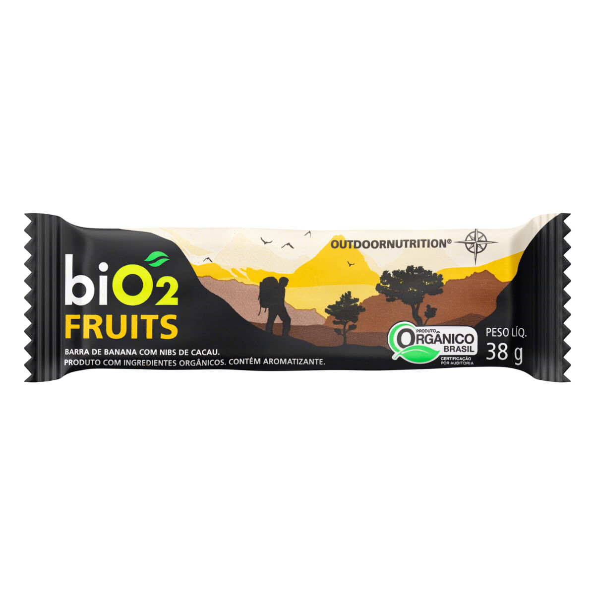 Barra de Frutas Banana com Nibs de Cacau Orgânica biO2 Outdoor Nutrition Pacote 38 g