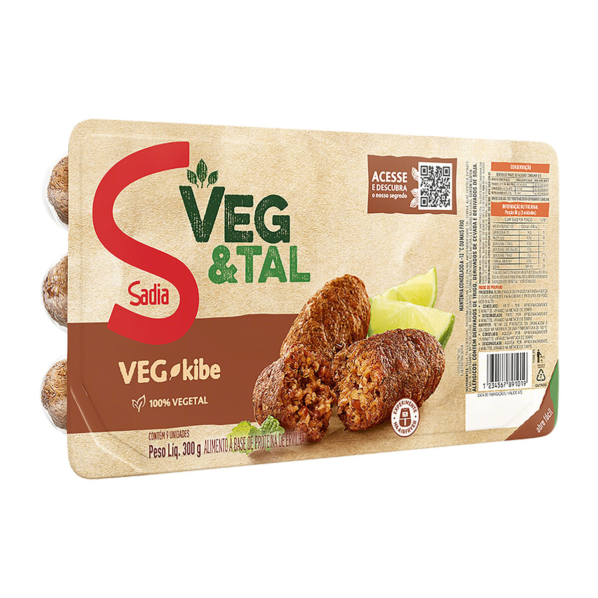 Quibe Congelado Vegetal Sadia Veg &amp; Tal Bandeja 300 g 9 Unidades