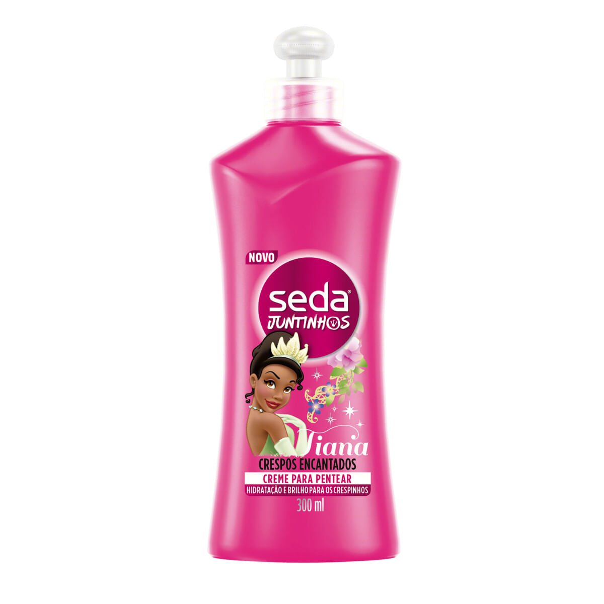 Creme para Pentear Infantil Tiana Seda Juntinhos Crespos Encantados Frasco 300 ml