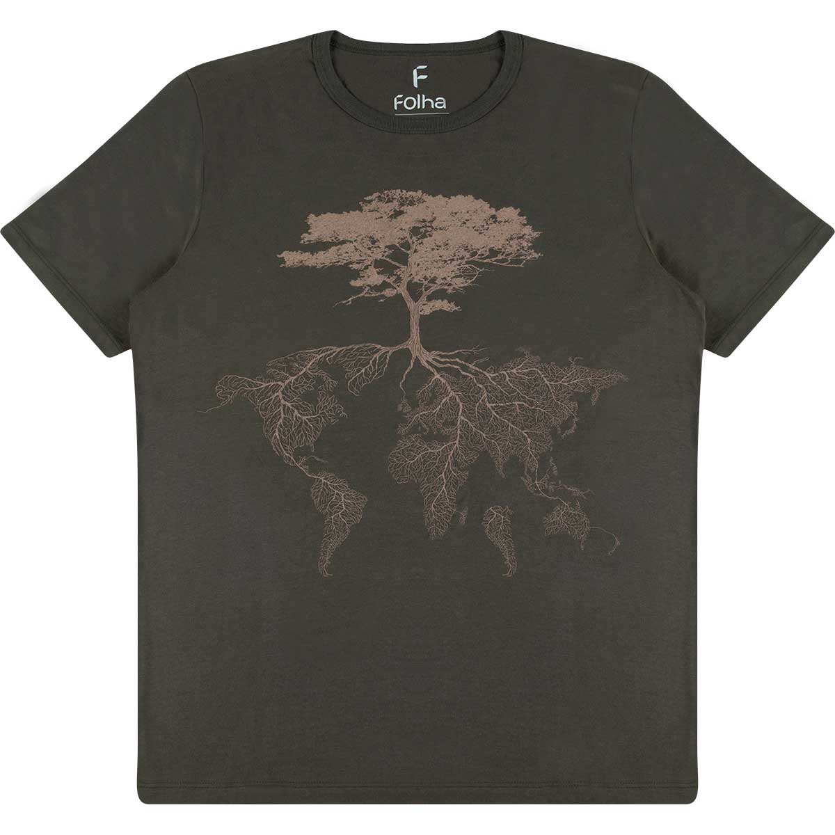 Camiseta Mm Masculina Estampada Folha By Hering Verde Militar P