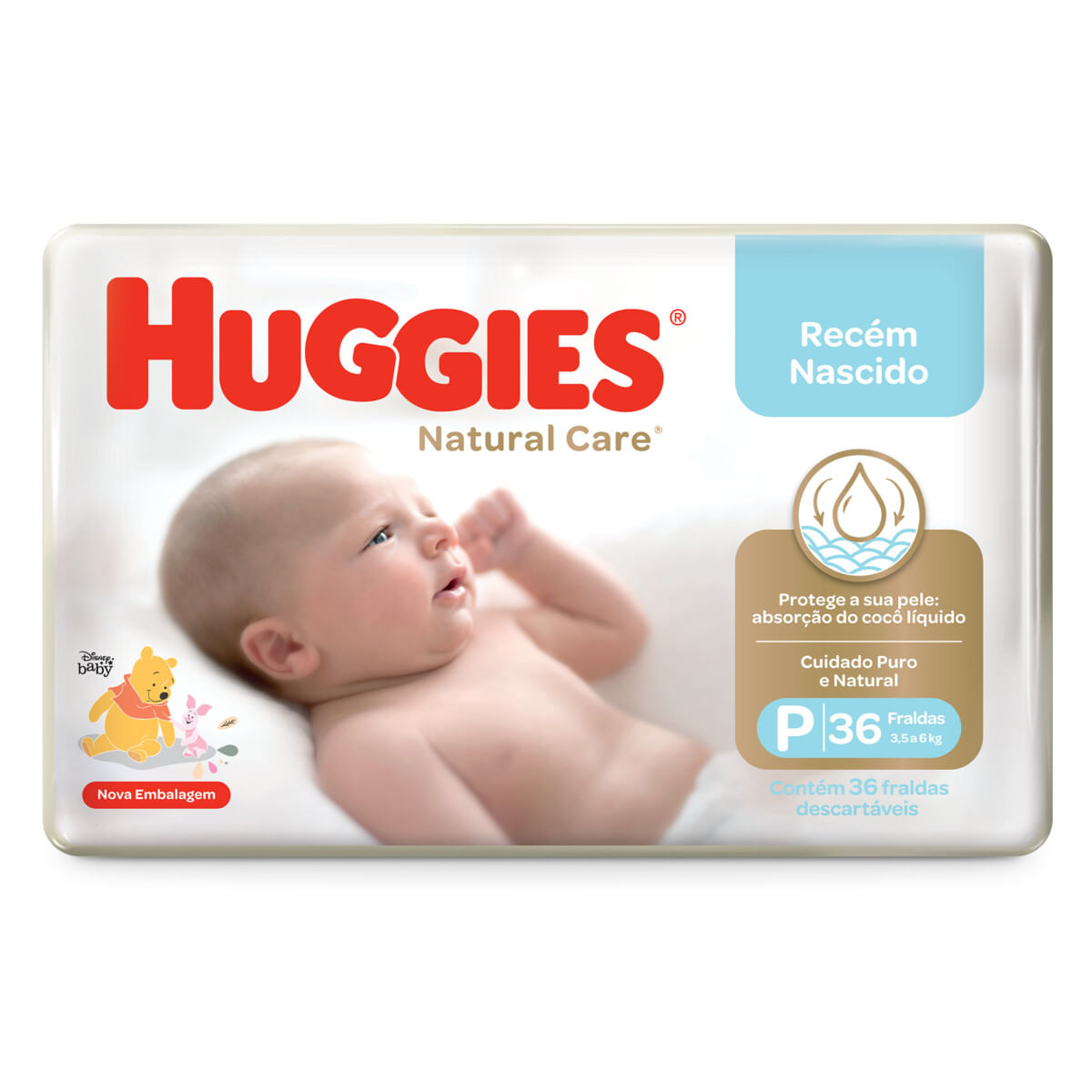 Fralda Descartável Infantil Huggies P Natural Care Recém-Nascido 36 Unidades