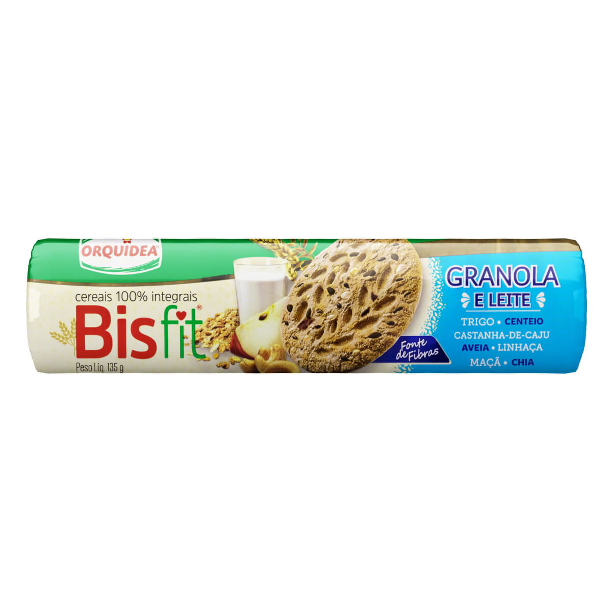 Biscoito Integral Granola e Leite Orquídea Bisfit 135 g