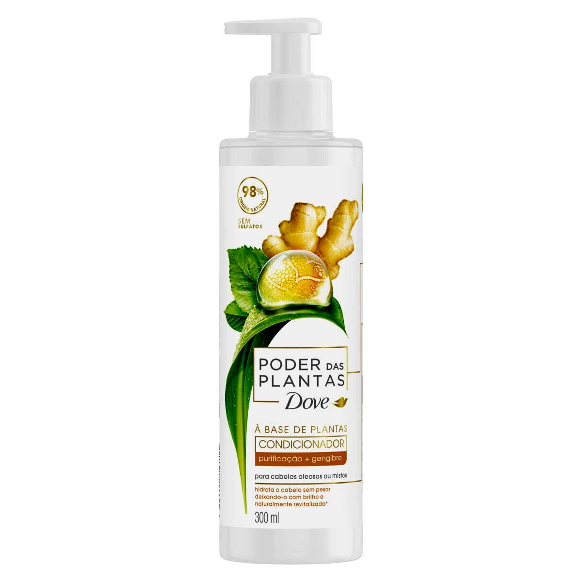 Condicionador Dove Poder das Plantas Purificação + Gengibre Frasco 300 ml