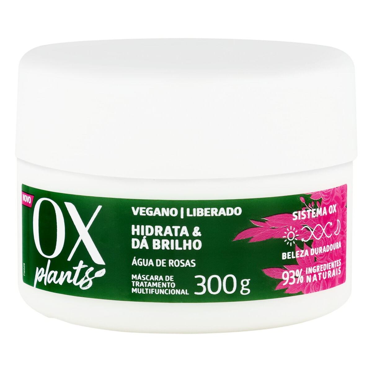 Máscara de Tratamento Multifuncional OX Plants Hidrata &amp; Dá Brilho Pote 300 g