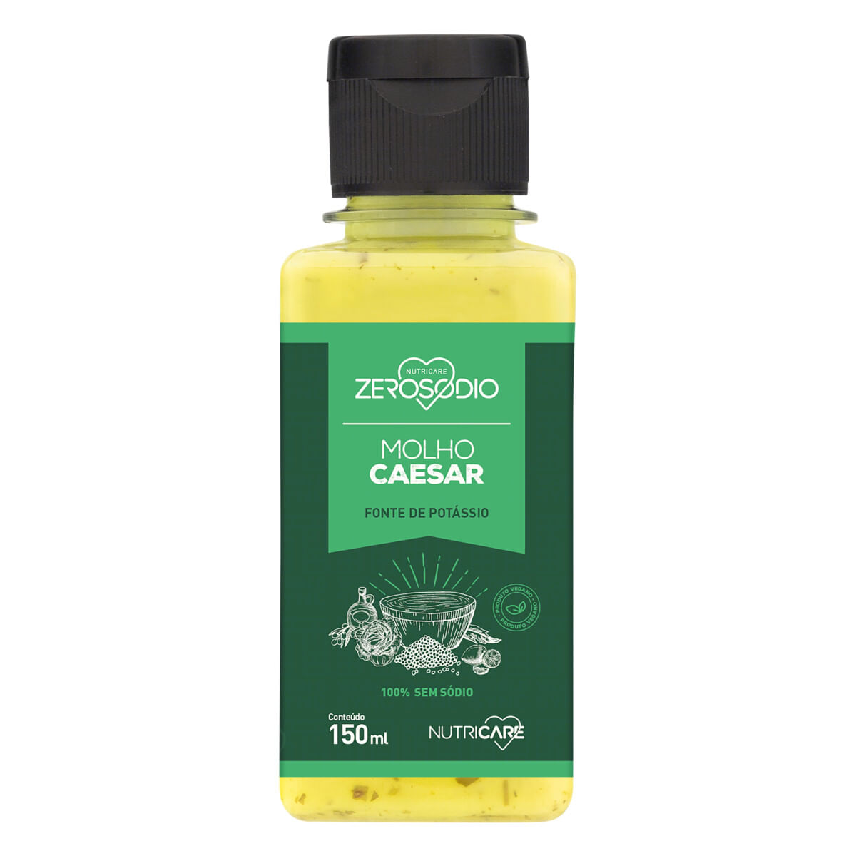 Molho para Salada Zero Sódio Caesar sem Adição de Açúcar Frasco 150 ml