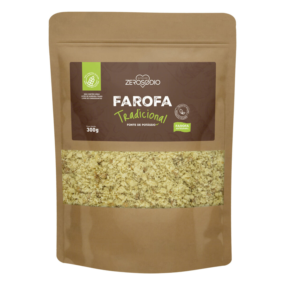 Farofa de Mandioca Zero Sódio Artesanal Tradicional Pouch 300 g