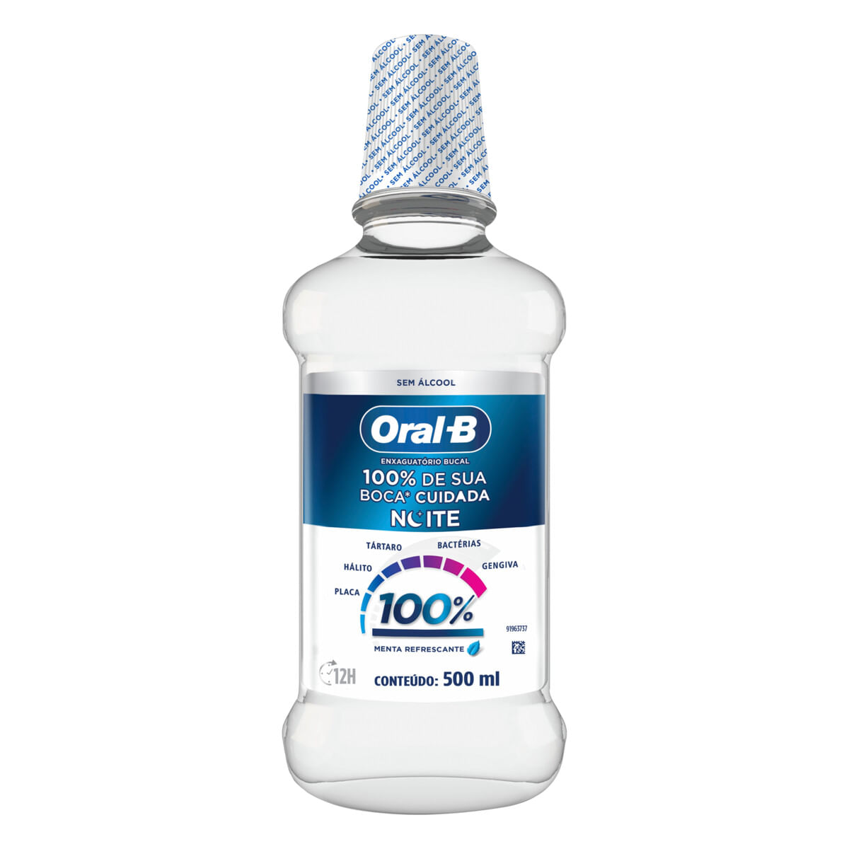 Enxaguante Bucal Noite Zero Álcool Oral-B Menta Refrescante 100% 500 ml