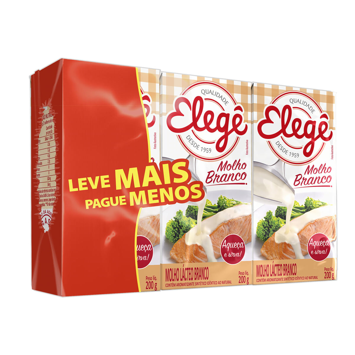 Pack Molho Lácteo Branco Elegê Caixa 3 Unidades 200g Cada Leve Mais Pague Menos