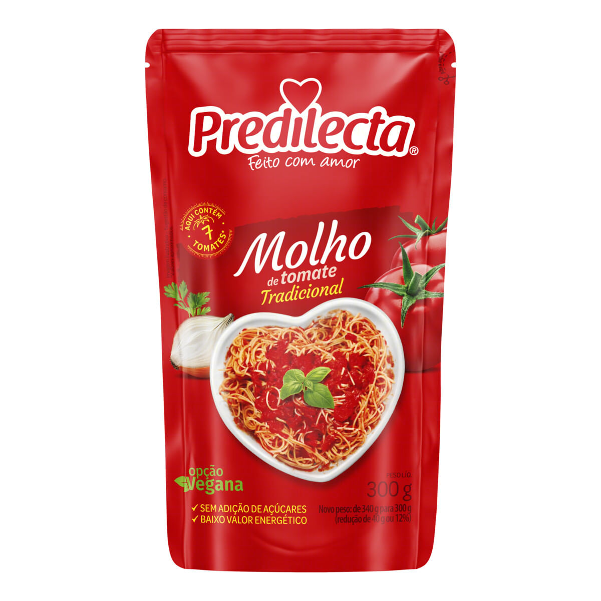 Molho de Tomate Predilecta sem Adição de Açúcar Tradicional Sachê 300 g