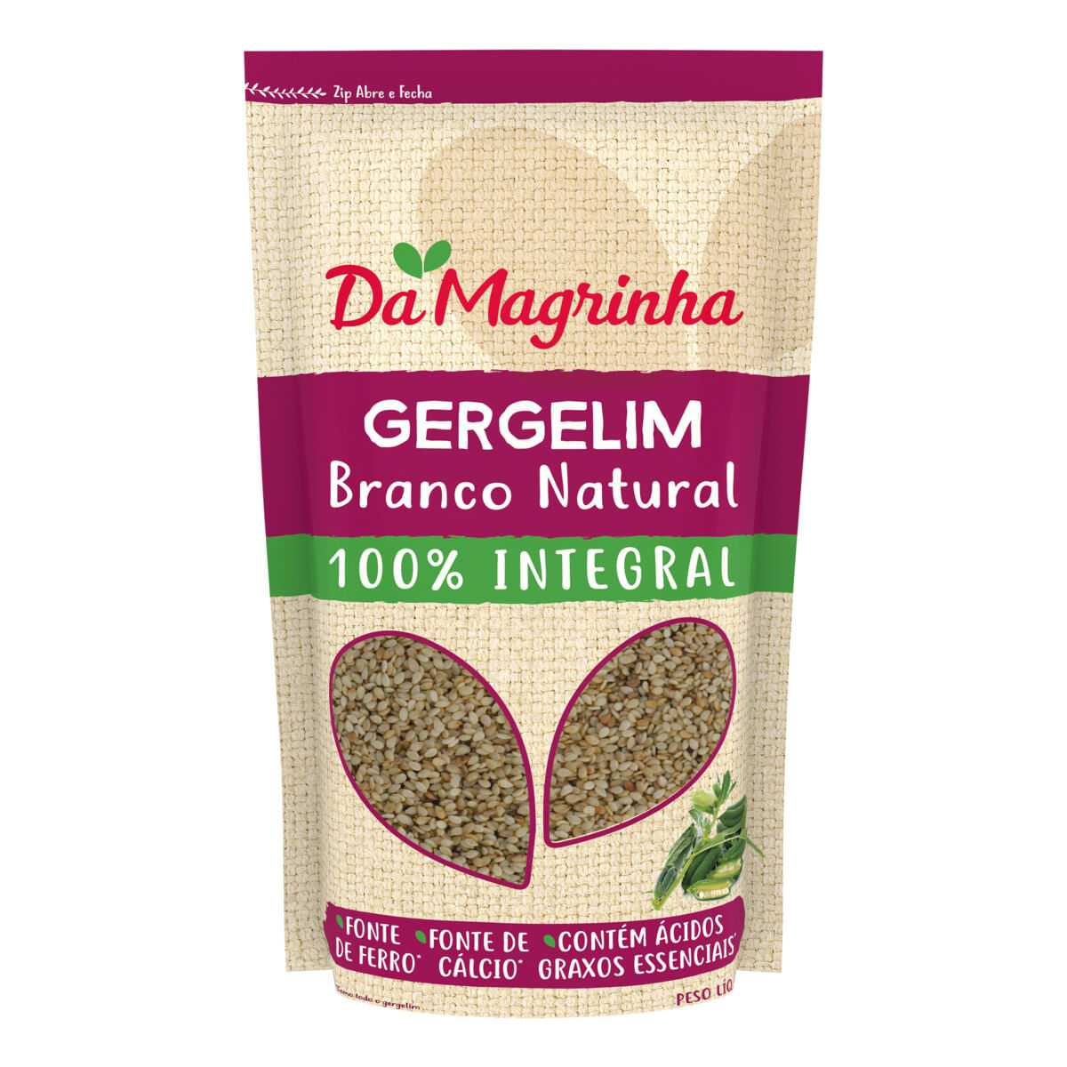 Gergelim Branco Da Magrinha Natural 100% Integral Pouch 200 g