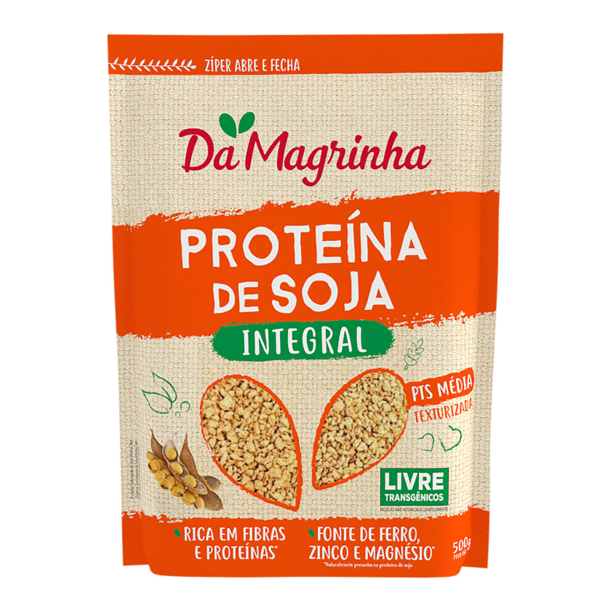 Proteína Texturizada de Soja Média Integral Da Magrinha Pouch 500 g