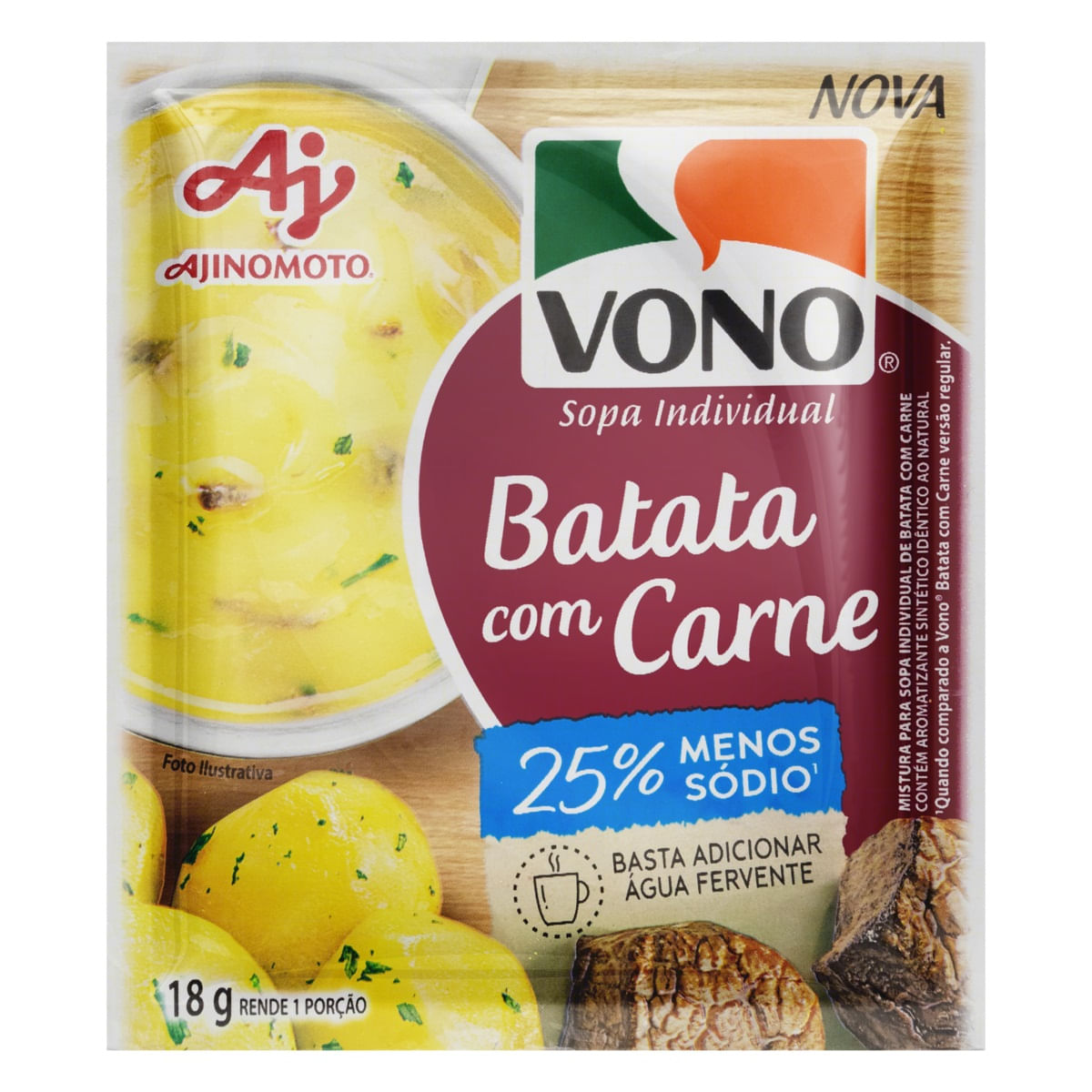 Sopa de Batata com Carne Menos Sódio Vono 18 g