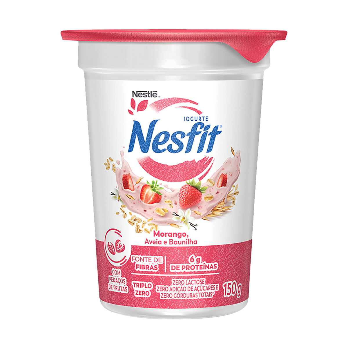 Iogurte Desnatado Morango Aveia e Baunilha Zero Lactose Nesfit Copo 150 g