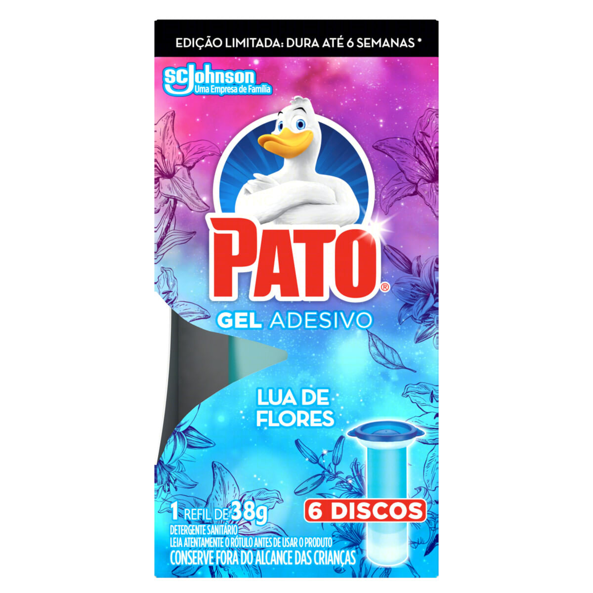 Detergente Sanitário Gel Adesivo Lua de Flores Pato 38 g Refil