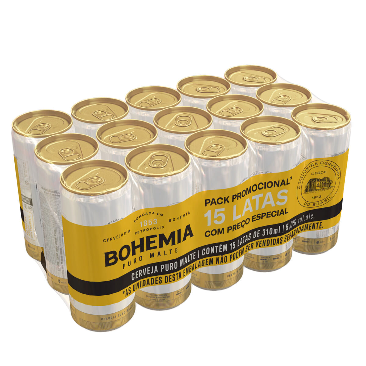 Pack Cerveja Puro Malte Bohemia Lata 15 Unidades 310 ml Cada