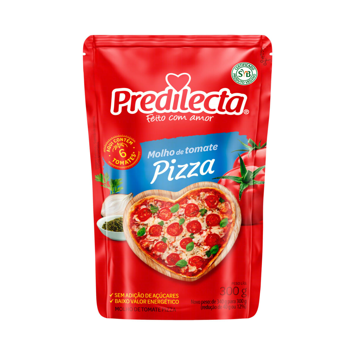 Molho de Tomate Predilecta Pizza sem Adição de Açúcar Sachê 300 g