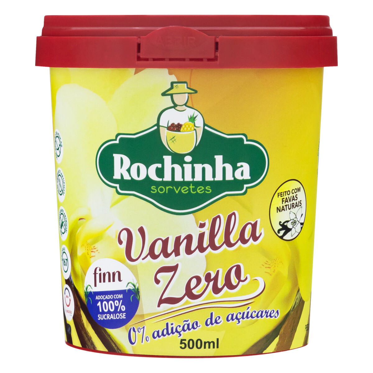 Sorvete Vanilla Rochinha Sorvetes Zero Pote 500 ml