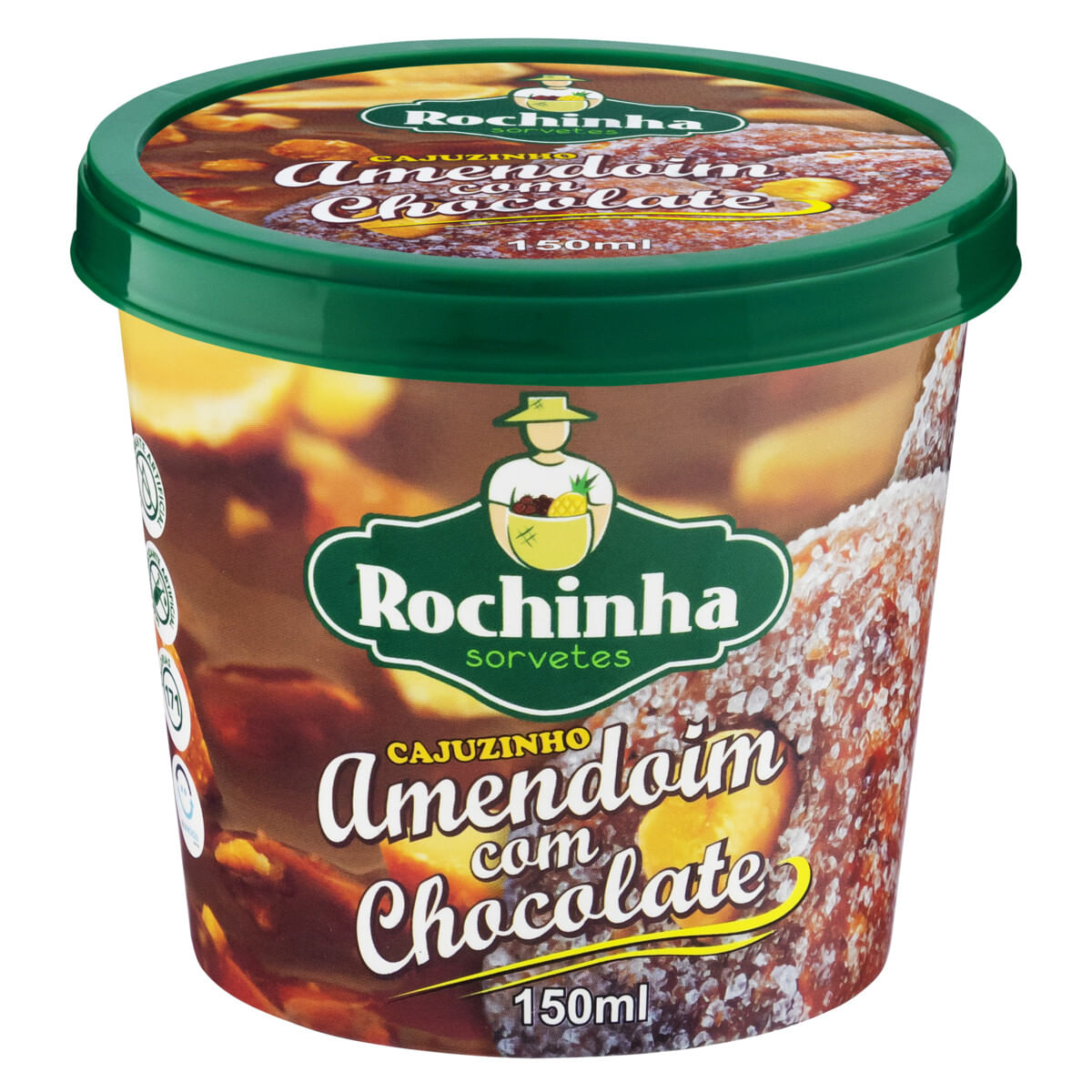 Sorvete Amendoim com Chocolate Rochinha Sorvetes Pote 150 ml