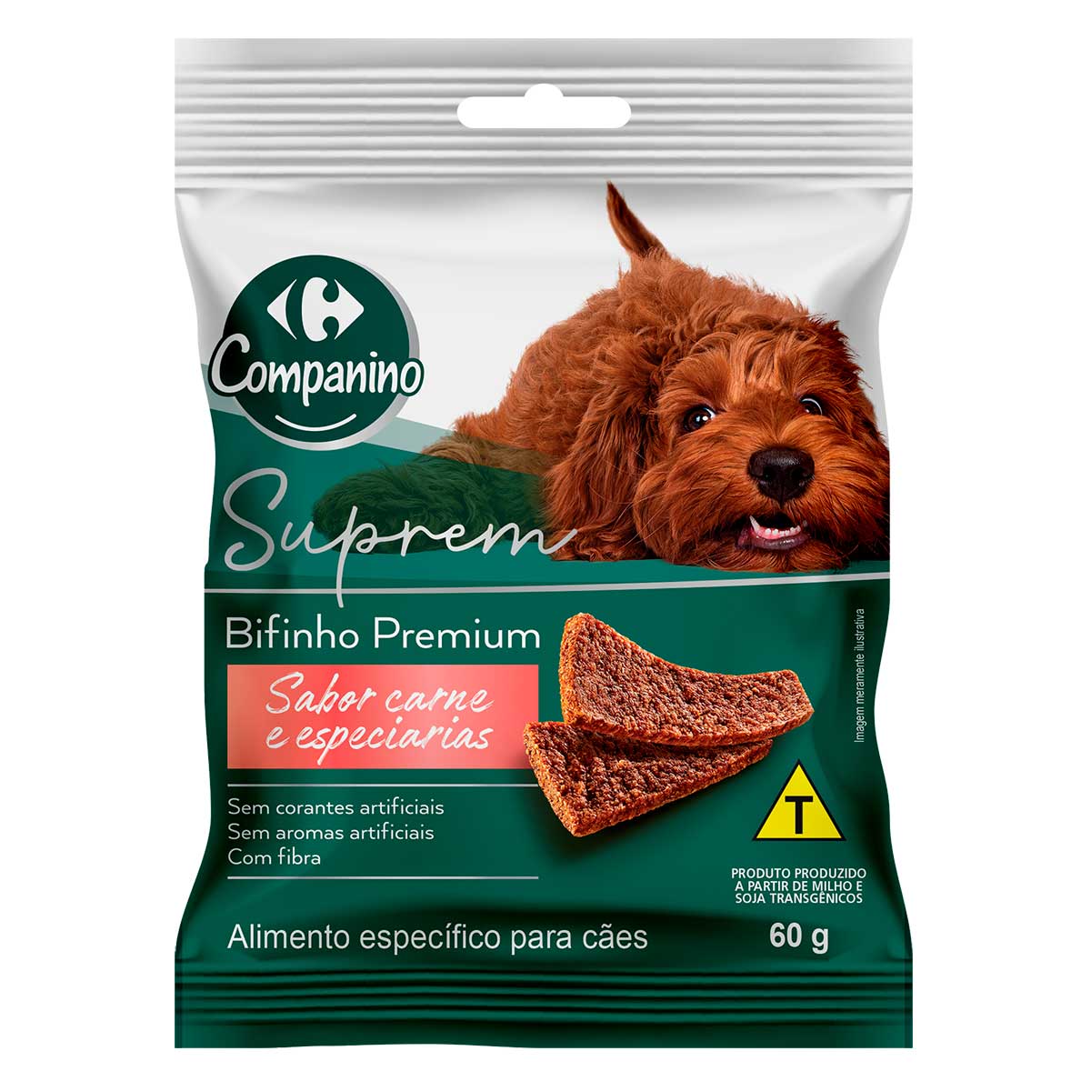 Bifinho para Cães Adultos e Filhotes Carrefour Companino Premium Sabor Carne 60g