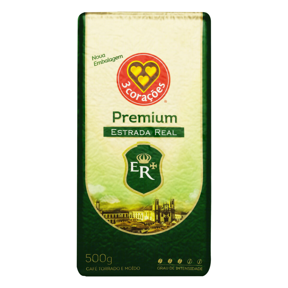 Café Torrado e Moído a Vácuo 3 Corações Estrada Real Premium 500 g