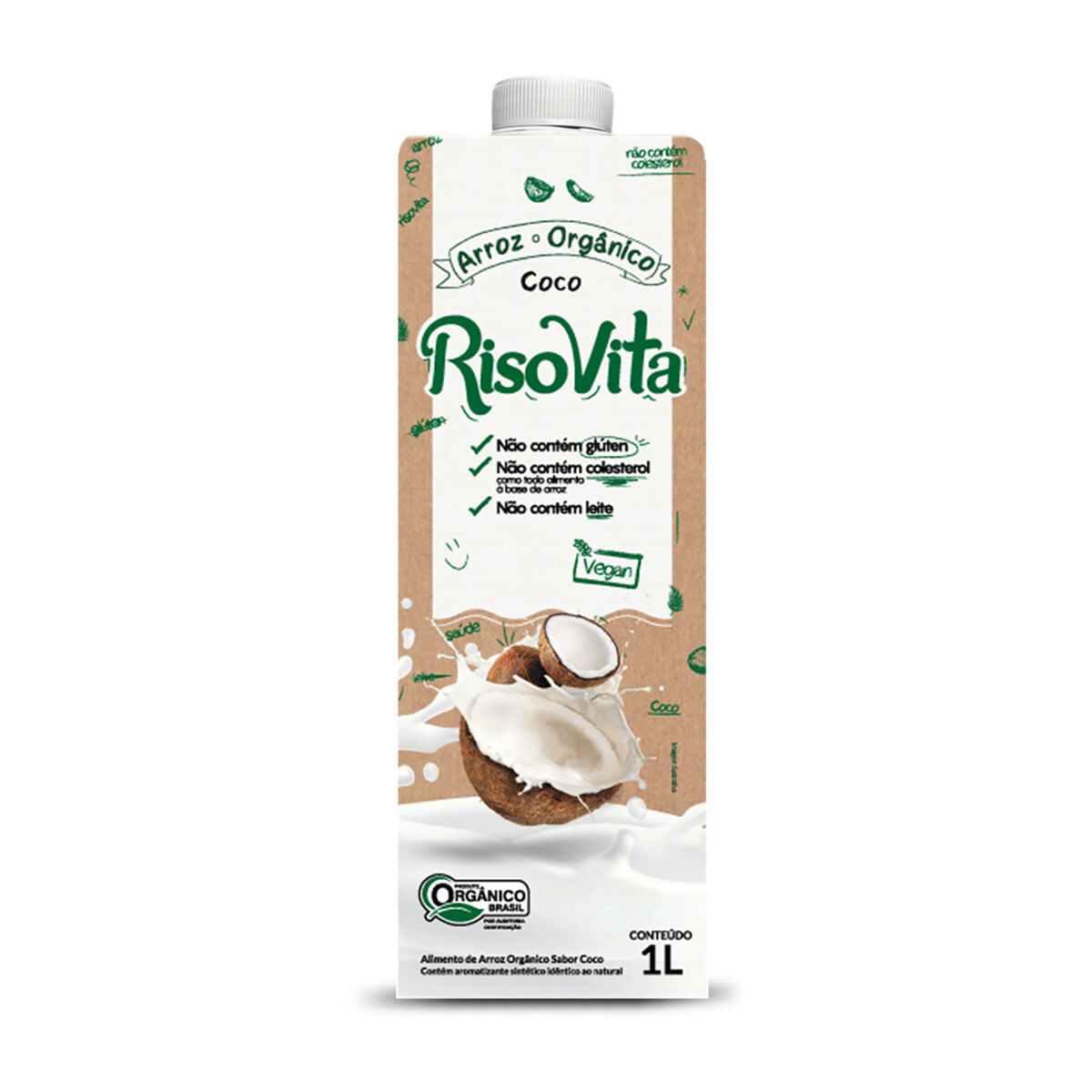 Bebida à Base de Arroz Orgânica RisoVita Coco Caixa 1 L