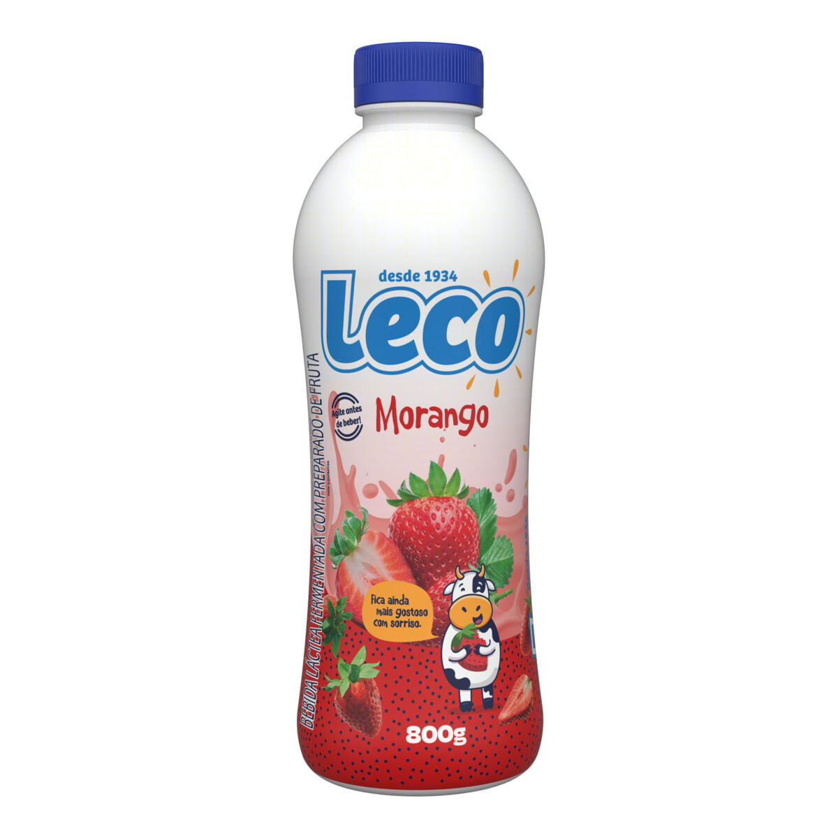 Bebida Láctea Fermentada Leco Morango Garrafa 800 g