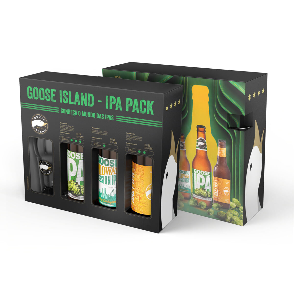 Kit Copo + Cerveja IPA + Hazy IPA + Session IPA Midway Goose Island 355 ml Cada