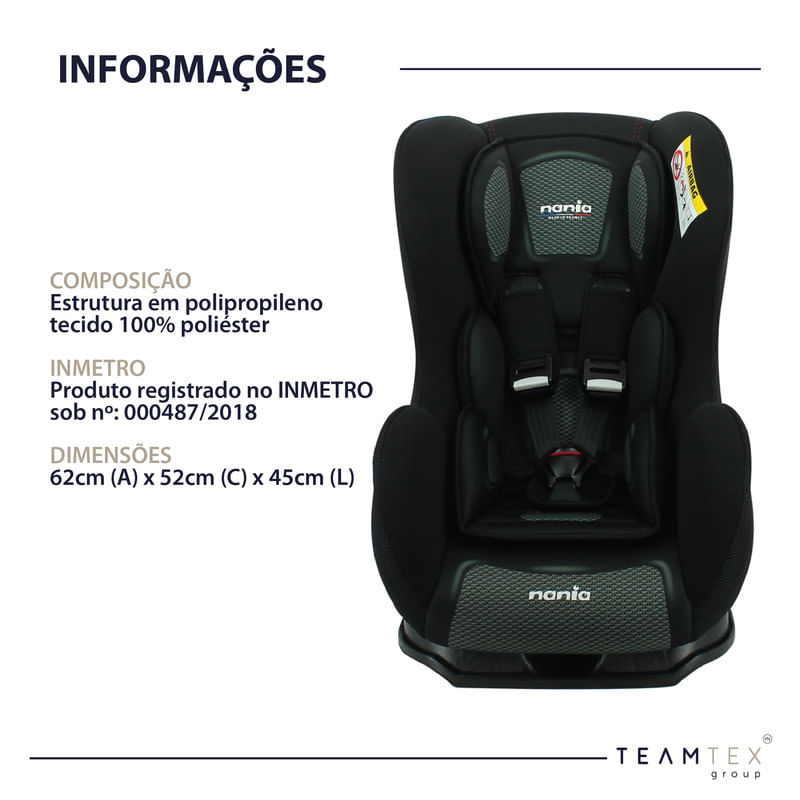 Cadeirinha para Auto Nania Cosmo Grafik Preta Suporta até 25kg