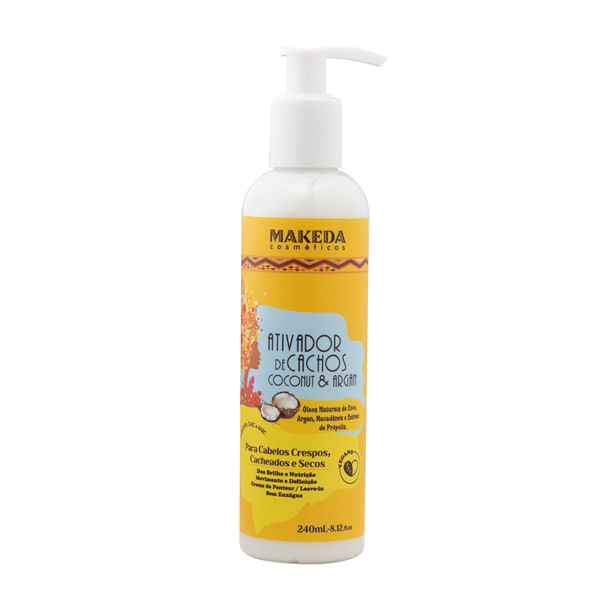 Ativador de Cachos Coconut e Argan Makeda 240 ml