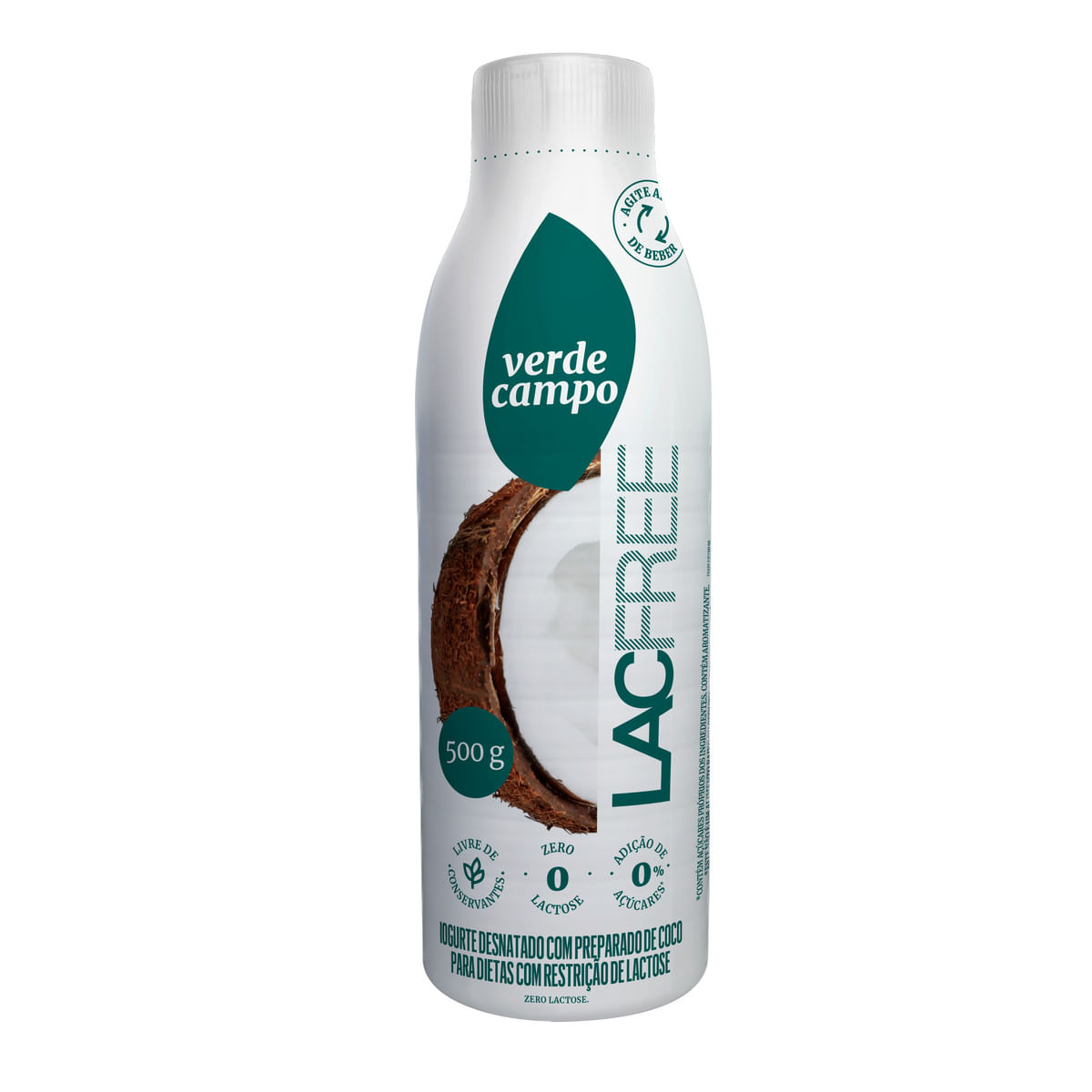 Iogurte Desnatado Coco Zero Lactose Verde Campo Lacfree Garrafa 500 g