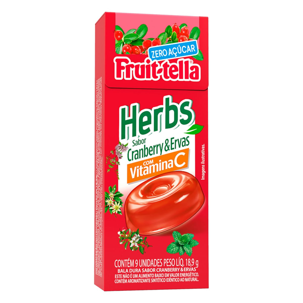 Bala Cranberry e Ervas Zero Açúcar Fruit-Tella 18,9 g