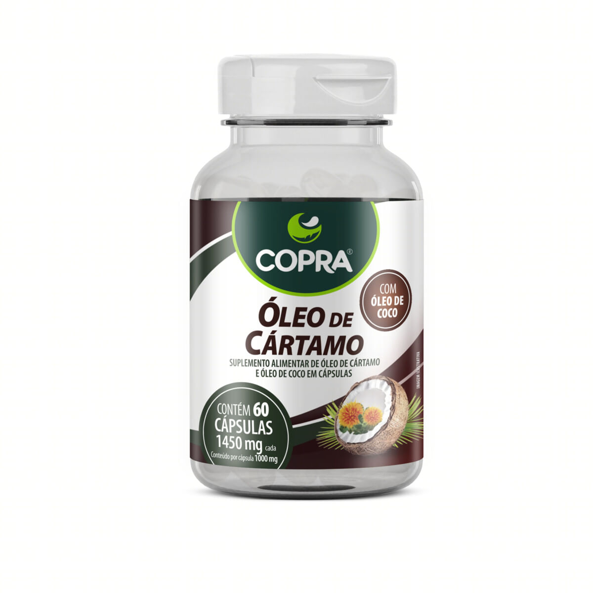 Suplemento Alimentar Óleo Coco Cartamo Copra 60 cp