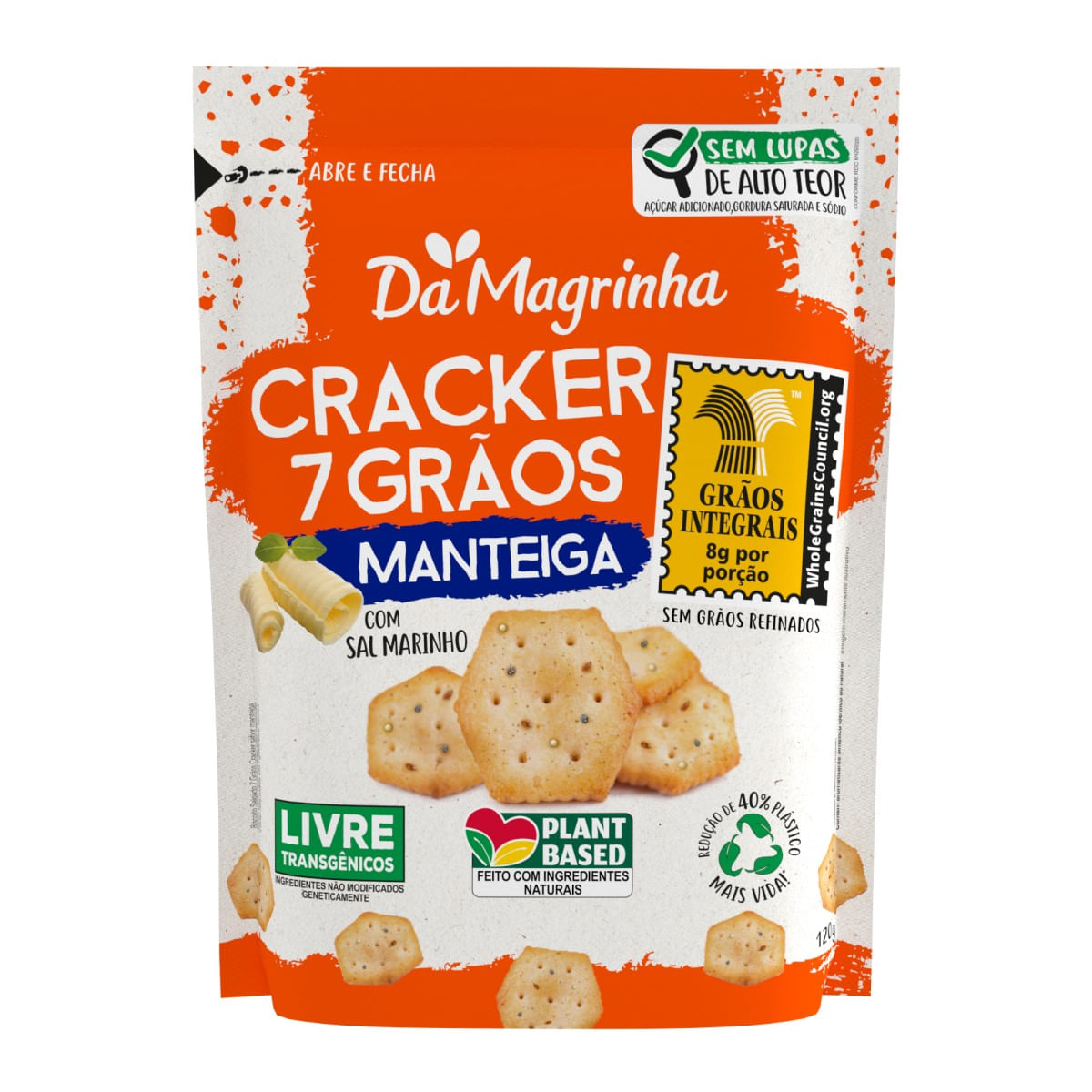 Biscoito Cracker Integral 7 Grãos Manteiga Da Magrinha 120 g